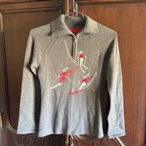Krimson Klover Women’s 1/4 Zip Base Layer Gray & Red Skiers size M